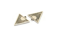 Silver Triangle Charm, 4 Antique Silver Plated Brass Triangle Charms With 1 Loop, Sun Findings, Sun Rising Findings (20x18x1.7mm) N2370