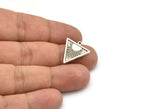 Silver Triangle Charm, 4 Antique Silver Plated Brass Triangle Charms With 1 Loop, Sun Findings, Sun Rising Findings (20x18x1.7mm) N2370