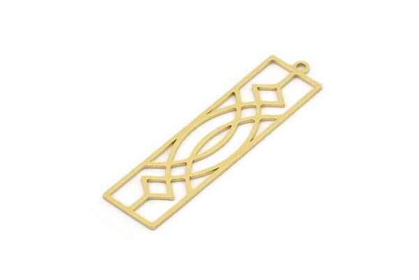 Brass Rectangle Charm, 4 Raw Brass Rectangle Charms With 1 Loop, Earrings, Pendants, Findings (42x11x0.60mm) SMP0869 A2974