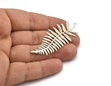 Silver Leaf Charm, 2 Antique Silver Plated Brass Branch Charms With 1 Loop, Charm Pendants (62x27x0.60mm) A3439 H0985
