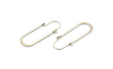Silver Earring Wires, 4 Antique Silver Plated Brass Earring Studs, Wire Hoops  (40x13mm) D0576 H0937
