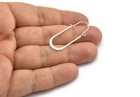 Silver Earring Wires, 4 Antique Silver Plated Brass Earring Studs, Wire Hoops  (40x13mm) D0576 H0937