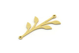 Brass Leaf Charm, 12 Raw Brass Leaf Charms With 2 Loops, Connectors (31x16x0.80mm) SMP0635 A3842