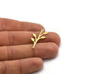 Brass Leaf Charm, 12 Raw Brass Leaf Charms With 2 Loops, Connectors (31x16x0.80mm) SMP0635 A3842