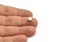Tiny Silver Spacer Beads, 12 Antique Silver Plated Brass Floral Spacer Beads (6x8mm) N0254