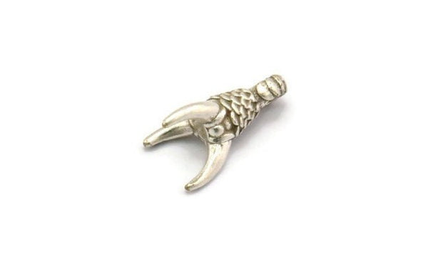 Dragon Claw Pendant, 4 Antique Silver Plated Brass Dragon Claw Charms, Necklace Pendants (16x8mm) N0384