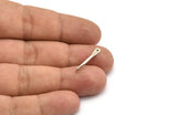 Silver Brass Connector, 12 Antique Silver Plated Brass Connectors With 2 Holes (21x0.5mm) E557