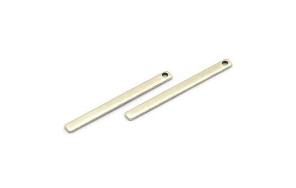 Tiny Bar Pendant, 12 Antique Silver Plated Brass Necklace Bars With 1 Hole (30x2.5x0.80mm) E390