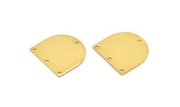 D Shaped Charm, 4 Gold Plated Brass D Shaped Connectors With 4 Holes, Earrings, Findings (16x17x0.60mm) D907