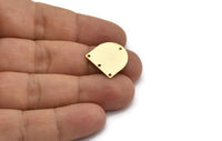 D Shaped Charm, 4 Gold Plated Brass D Shaped Connectors With 4 Holes, Earrings, Findings (16x17x0.60mm) D907
