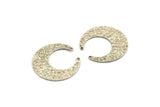 Hammered Moon Crescent Charm, Antique Silver Plated Brass Hammered Moon with 2 Holes Pendant (37x13x3mm) N0475