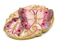 Pink Butterfly Buckle, 1 Vintage Pink Butterfly Handcraft Belt Buckle 120x80mm- Made In  Germany