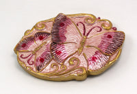 Pink Butterfly Buckle, 1 Vintage Pink Butterfly Handcraft Belt Buckle 120x80mm- Made In  Germany