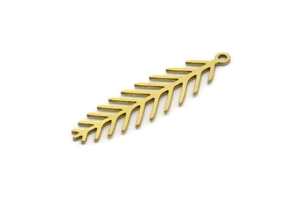 Brass Leaf Charm, 24 Raw Brass Branch Charms With 1 Loop, Charm Pendants (30x8x0.60mm) SMP0647 A6565