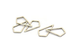 Silver Diamond Charm, 24 Antique Silver Plated Brass Diamond Ring Charms (18x10x0.80mm) D0542