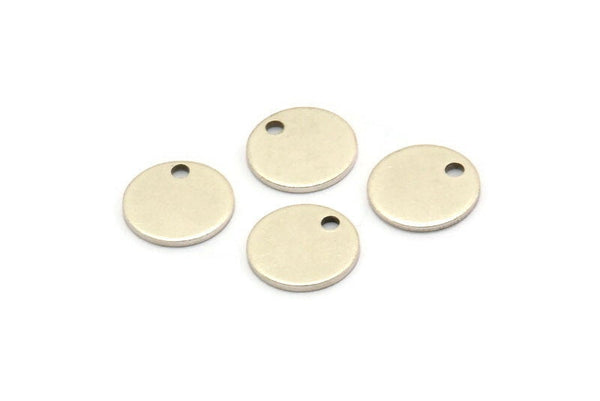 Silver Cabochon Tag, 12 Antique Silver Plated Brass Cabochon Tags With 1 Hole, Stamping Tags (10x0.80mm) M044