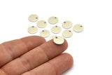 Silver Cabochon Tag, 12 Antique Silver Plated Brass Cabochon Tags With 1 Hole, Stamping Tags (10x0.80mm) M044