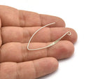 Silver Stud Earring Wires, 8 Antique Silver Plated Brass Needle Bar Earring Wires with 1 Loop (43x0.70mm) BS 2132