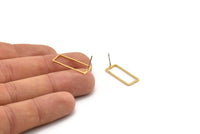 Gold Rectangle Earring, 8 Gold Plated Brass Rectangle Stud Earrings (9x24x0.8mm) D0329 A1780