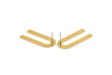 U Shape Earring, 4 Gold Plated Brass U Shaped Stud Earrings (30x13x0.80mm) M163 A1586