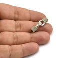 Leather Hook Caps, 6 Antique Silver Plated Brass Leather Cord Ends, Hook Ends for 4mm Leather Cord (18x14x6.5mm) N0309