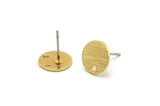 Gold Circle Earring, 6 Textured Gold Plated Brass Circle Stud Earrings With 1 Hole (10x0.80mm) M335 A2343 H0903