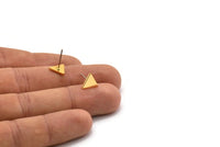 Gold Triangle Earring, 8 Gold Plated Brass Triangle Stud Earrings (8x1mm) M01237 A2013