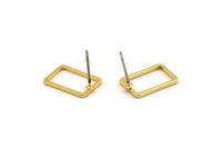 Gold Rectangle Earring, 8 Gold Plated Brass Rectangle Stud Earrings (9x13x0.8mm) D0327 A1210 H0479