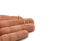Gold Rectangle Earring, 8 Gold Plated Brass Rectangle Stud Earrings (9x13x0.8mm) D0327 A1210 H0479