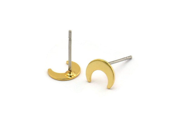 Altın Ay Küpe, 12 Altın Kaplama Pirinç Hilal Ay Küpe (7x6x0,60 mm) M1058 A2028