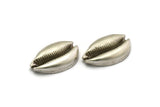 Silver Shell Finding, Antique Silver Plated Brass Cowrie Shell Finding, Pendant, Charm, Earring, Bead 38-41MM E596
