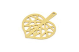Brass Leaf Charm, 6 Raw Brass Leaf Charms With 1 Hole, Charm Pendants (29x24x0.60mm) SMP0899