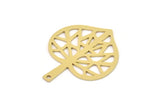 Brass Leaf Charm, 6 Raw Brass Leaf Charms With 1 Hole, Charm Pendants (29x24x0.60mm) SMP0899