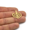 Brass Leaf Charm, 6 Raw Brass Leaf Charms With 1 Hole, Charm Pendants (29x24x0.60mm) SMP0899