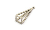 Silver Triangle Prism, 2 Antique Silver Plated Brass Triangle Prism Pendants With 1 Loop (32x10mm) BS 1984