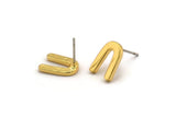 Earring Studs, 4 Gold Plated Brass -  U Shape Earrings - Gold Earrings - Earrings (12x8x1.5mm) N1410