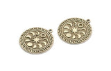 Silver Round Charm, Antique Silver Plated Brass Round Charm With 1 Loop, Moon Phases Findings, Moon Findings (28x25x1.7mm) N2376