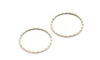 Elegant Circle Finding, 12 Antique Silver Plated Brass Circles (25mm) A0594