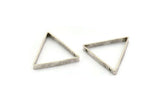 Silver Triangle Charm, 8 Antique Silver Plated Brass Triangles with 2 Holes (24x21x3x0.60mm) BS 2354