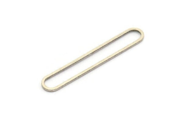 Silver Oval Charm, 24 Antique Silver Plated Brass Oval Charms, Earring Charms (38x6x1mm) A6540