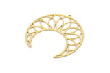 Brass Moon Charm, 2 Raw Brass Crescent Moon Charms With 1 Loop, Findings (42x19x0.60mm) SMP0921