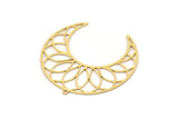Brass Moon Charm, 2 Raw Brass Crescent Moon Charms With 1 Loop, Findings (42x19x0.60mm) SMP0921