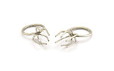 Claw Ring Settings - 2 Antique Silver Plated Brass 6 Claw Ring Blanks For Natural Stones N0257 H1058