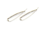 Silver Stud Earring Wires, 4 Antique Silver Plated Brass Needle Bar Earring Wires With 1 Hole (57x47x3x1mm) E378