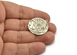 Silver Round Charm, Antique Silver Plated Brass Butterfly Charm With 1 Loop, Leaf Charms, Findings (30x27x1.5mm) N2243