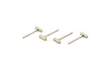 Rectangle Bar Stud, 8 Stainless Steel Earring Posts With Antique Silver Plated Brass Flat Bar Stud, Ear Studs (6x14mm) E340