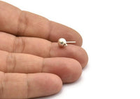Silver Earring Posts, 6 Antique Silver Plated Brass Ball Pad and 6mm Hole Hook BS 1731 H0585