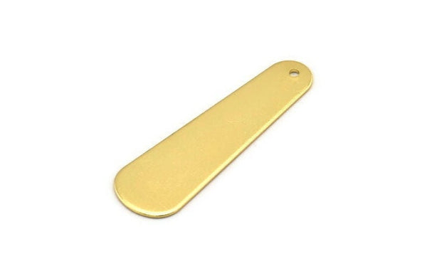Gold Brass Charm, Gold Plated Brass Geometric Blank With 1 Loop (45x14x0.80mm) D0178