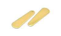 Gold Brass Charm, Gold Plated Brass Geometric Blank With 1 Loop (45x14x0.80mm) D0178