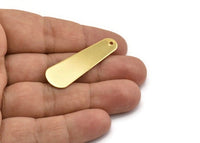 Gold Brass Charm, Gold Plated Brass Geometric Blank With 1 Loop (45x14x0.80mm) D0178